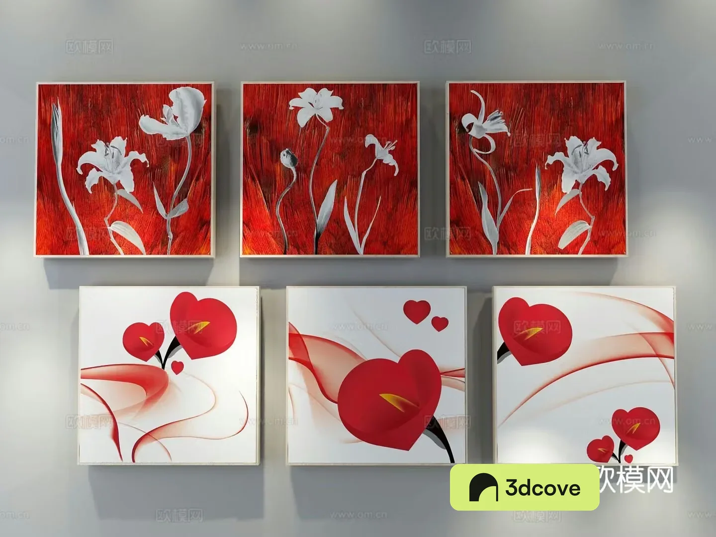 Nordic decorative painting red hanging painting flower painting
