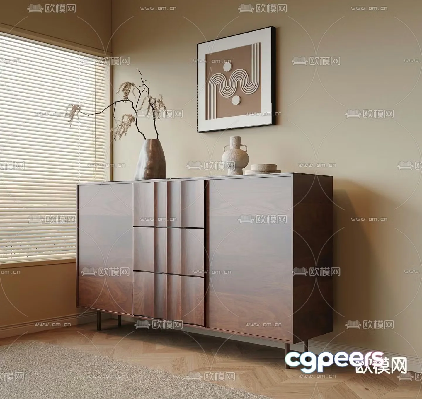Medieval style end view cabinet entrance cabinet side cabinet 3D model