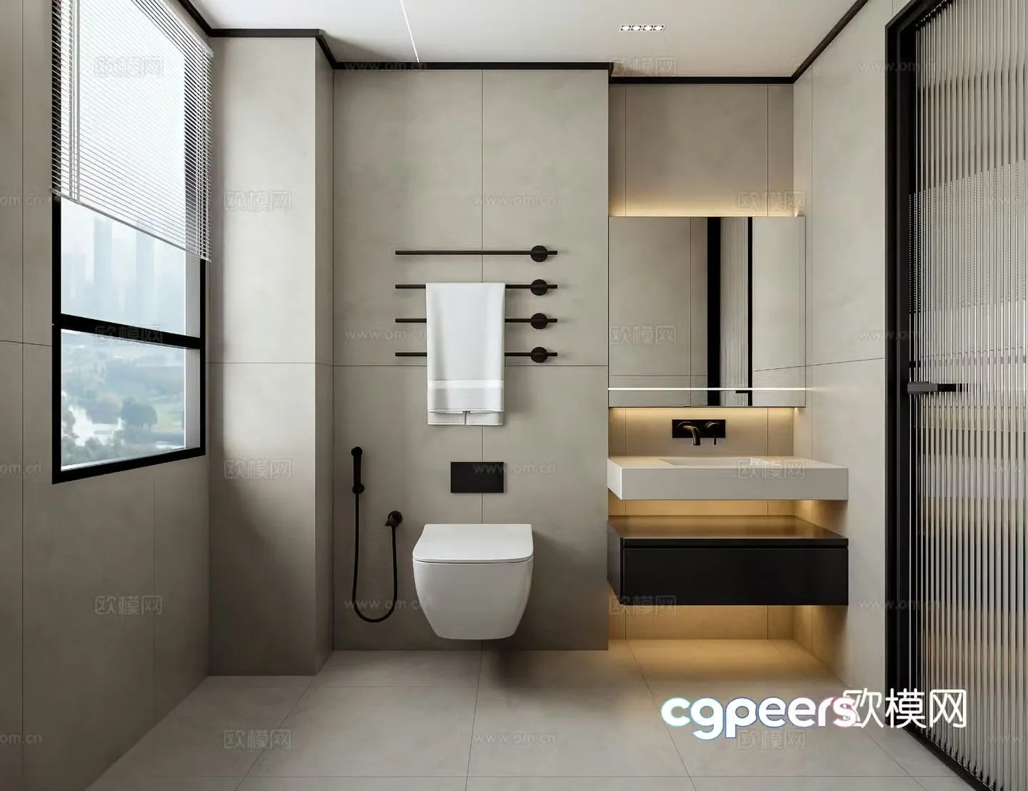 Modern minimalist bathroom 3d model