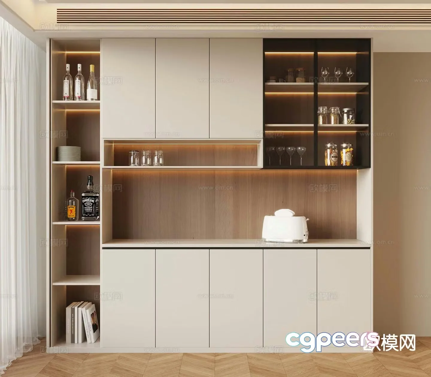 Modern wine cabinet sideboard 3d model