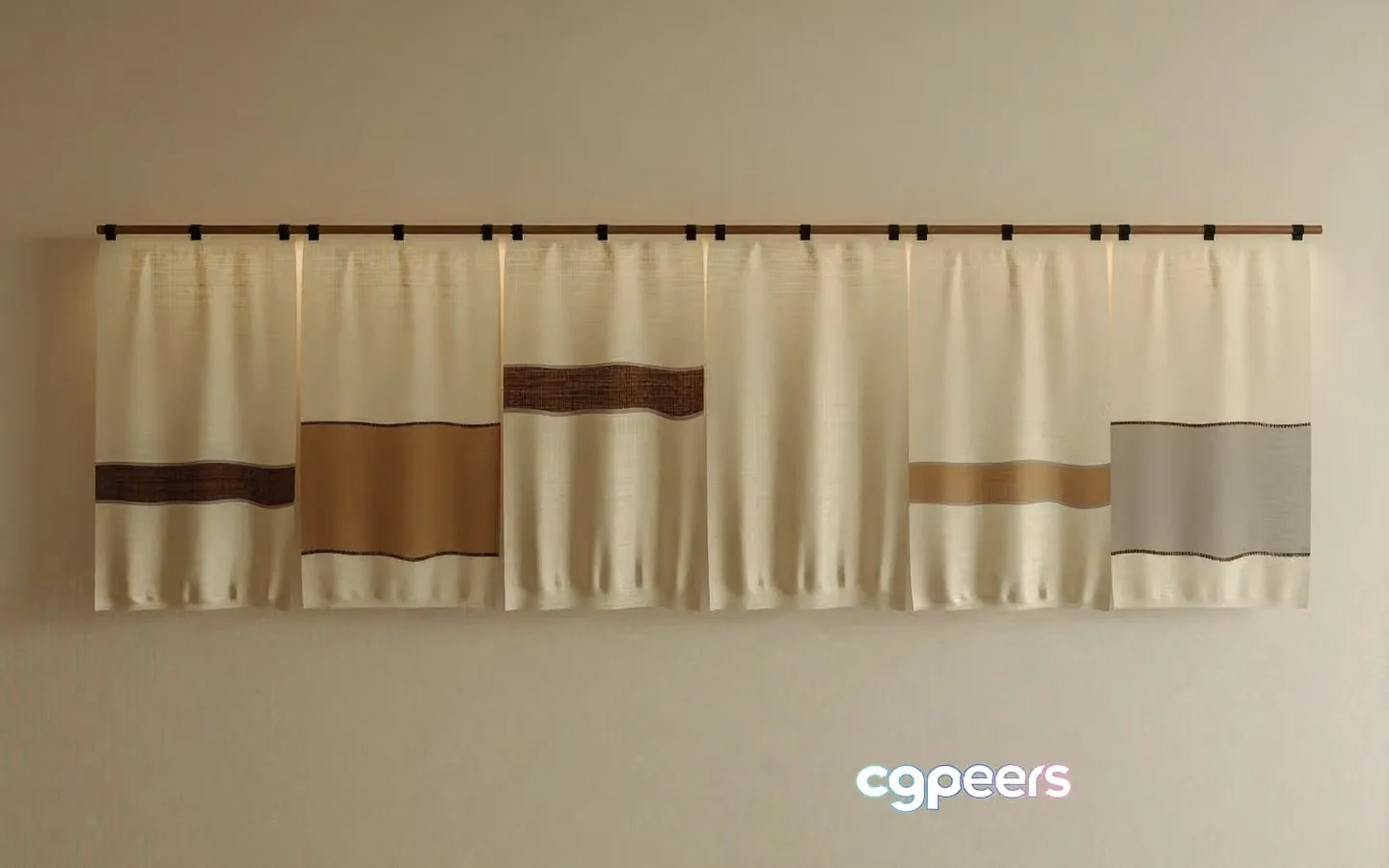 Cream-Colored Curtains 3D Model – 3261 – VRAY Render