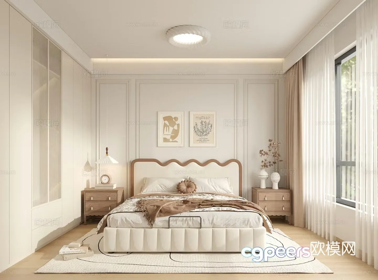 Cream style bedroom master bedroom 3d model