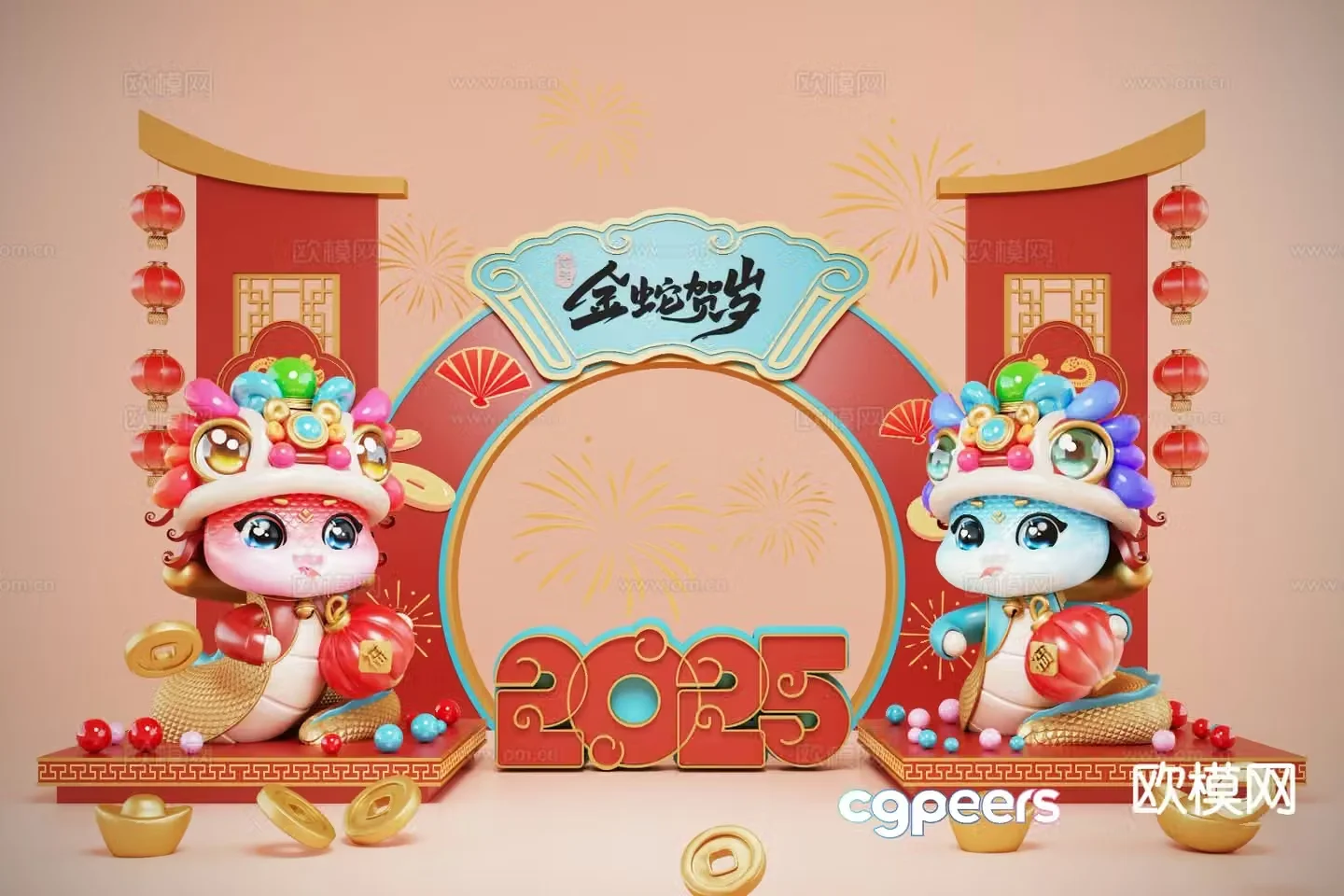 National trend of the Year of the Snake 3D model of the Year of the Snake zodiac sign