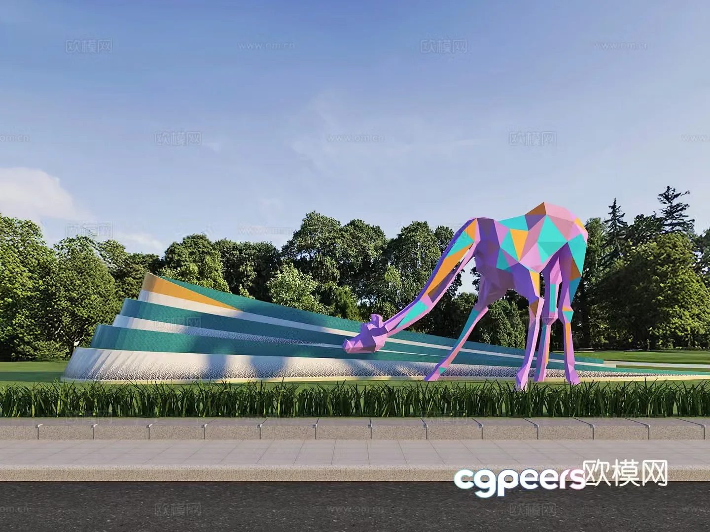 Green space installation Landscape Art sketch Sculpture 3d model