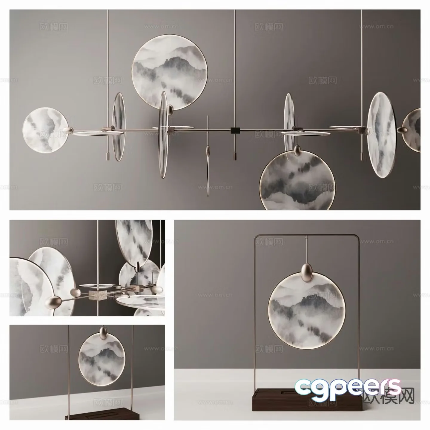New Chinese style chandelier hall chandelier 3d model
