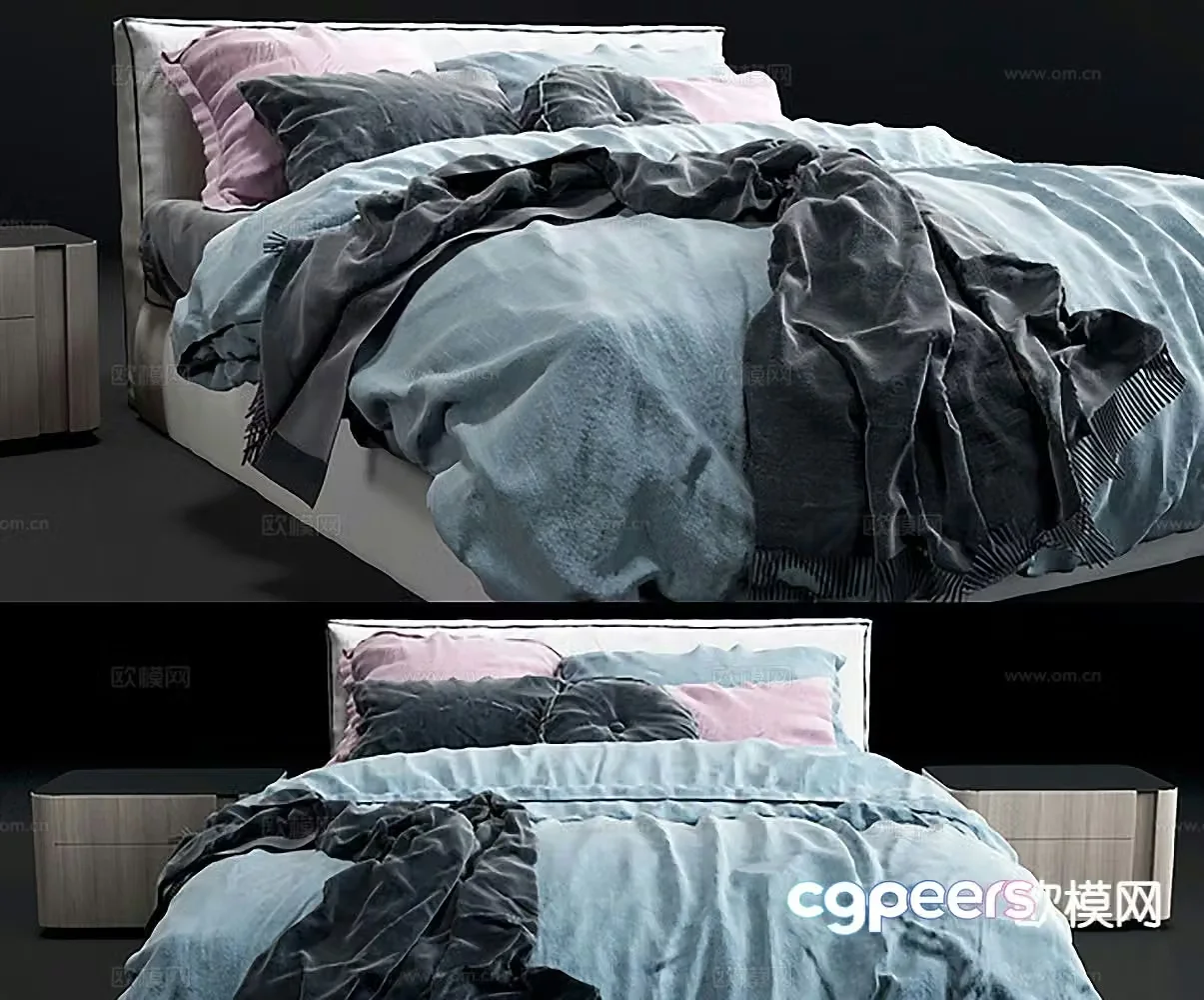 Modern double bed 3d model