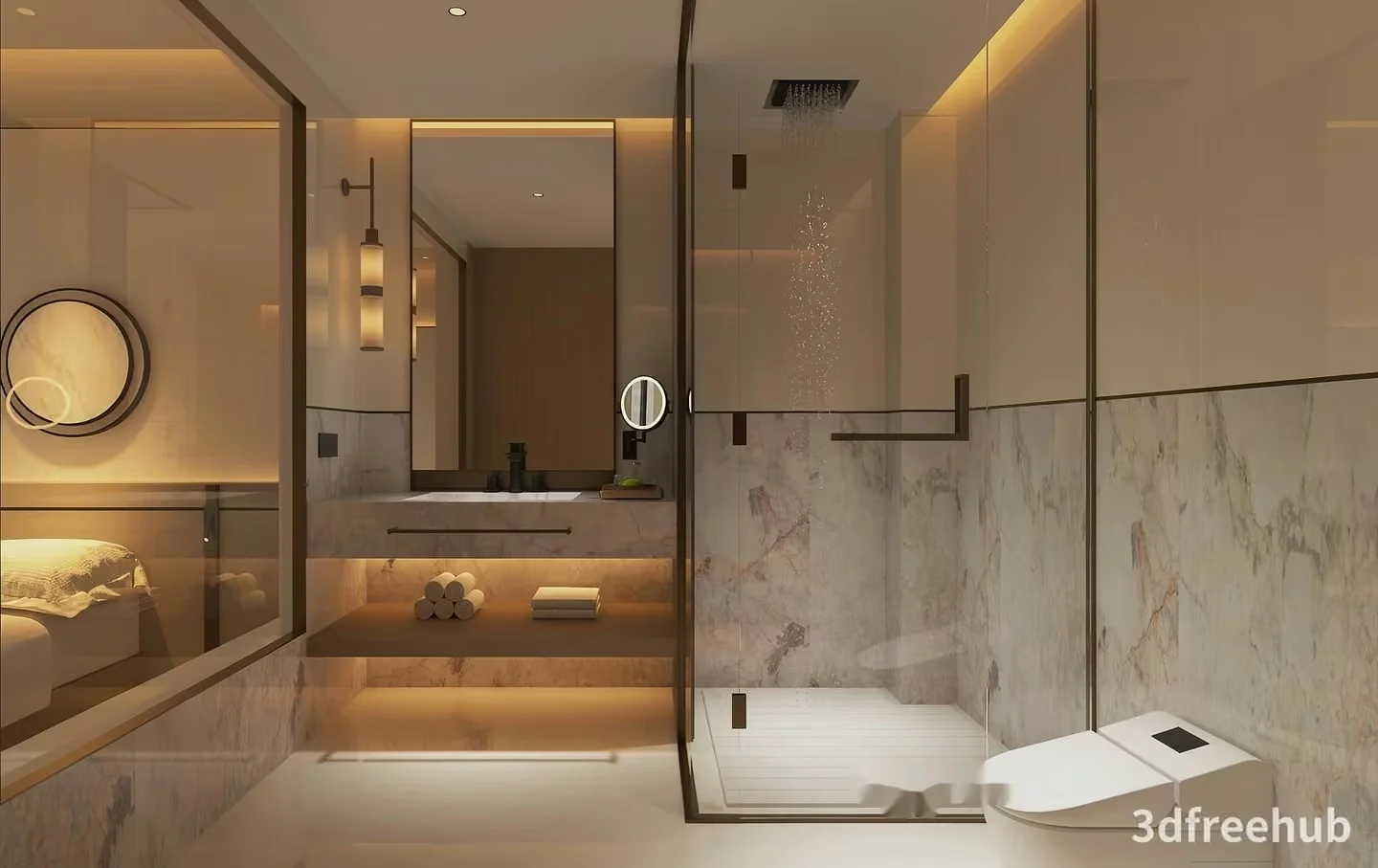 A Modern Bathroom 3D Model – 22604 – VRAY Render