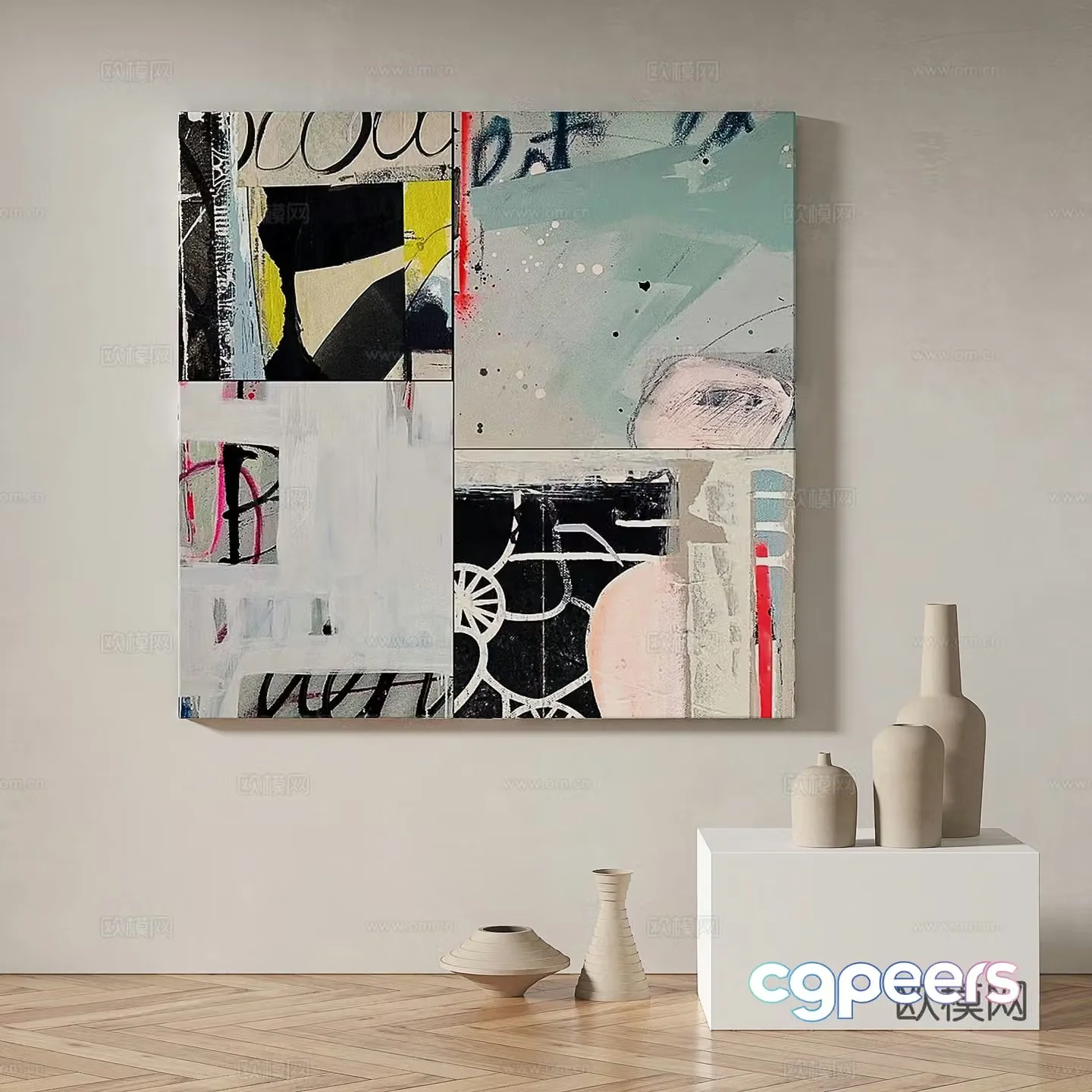 Modern minimalist abstract decorative painting 3d model