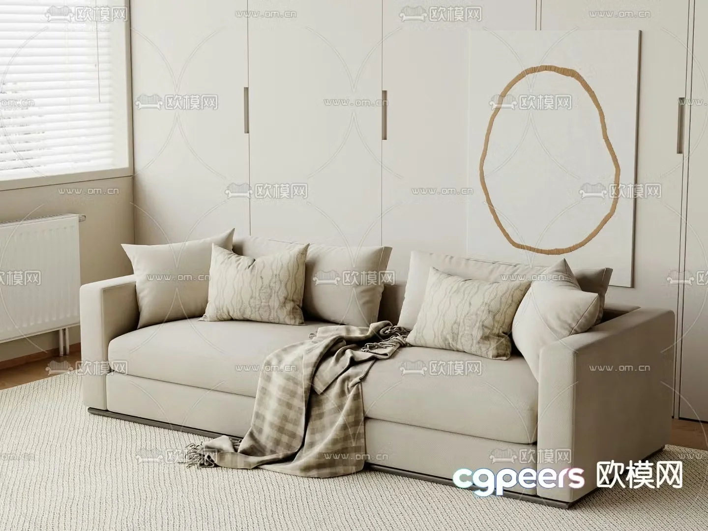 Double sofa upholstered sofa 3d model