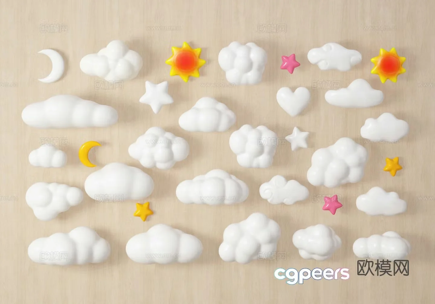 Cloud hangings wall hangings 3d model