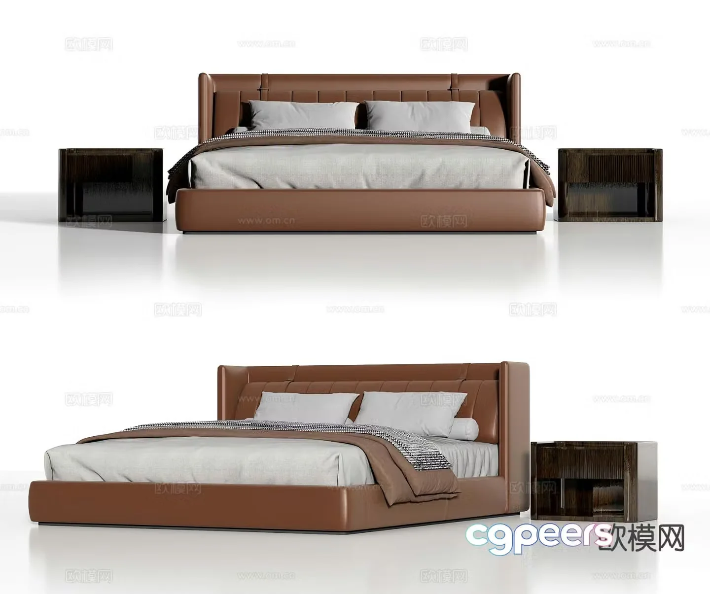 Italian double bed 3d model