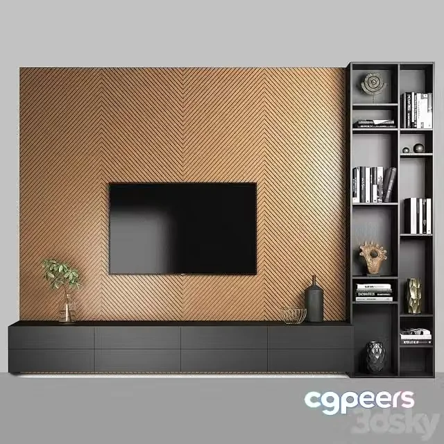 3ds Max Free – TV wall with decor