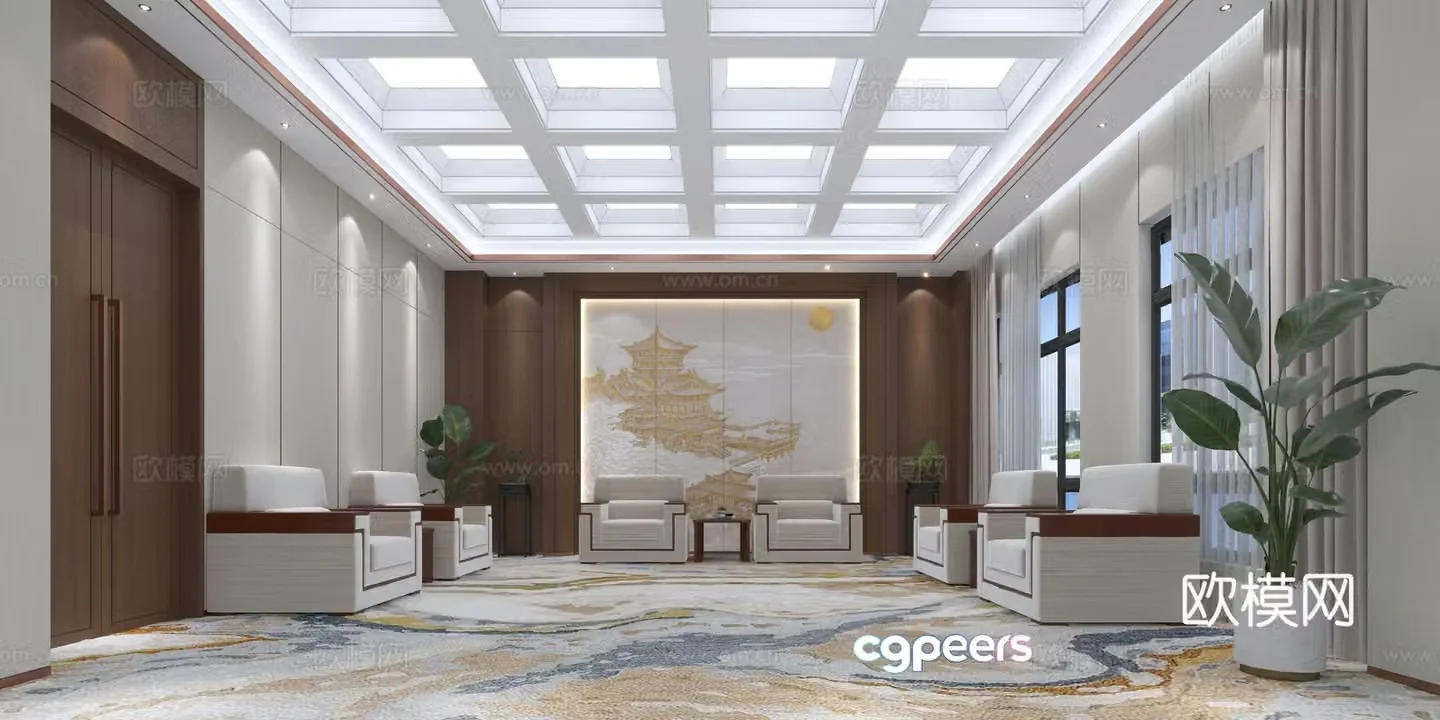 Modern reception room 3d model