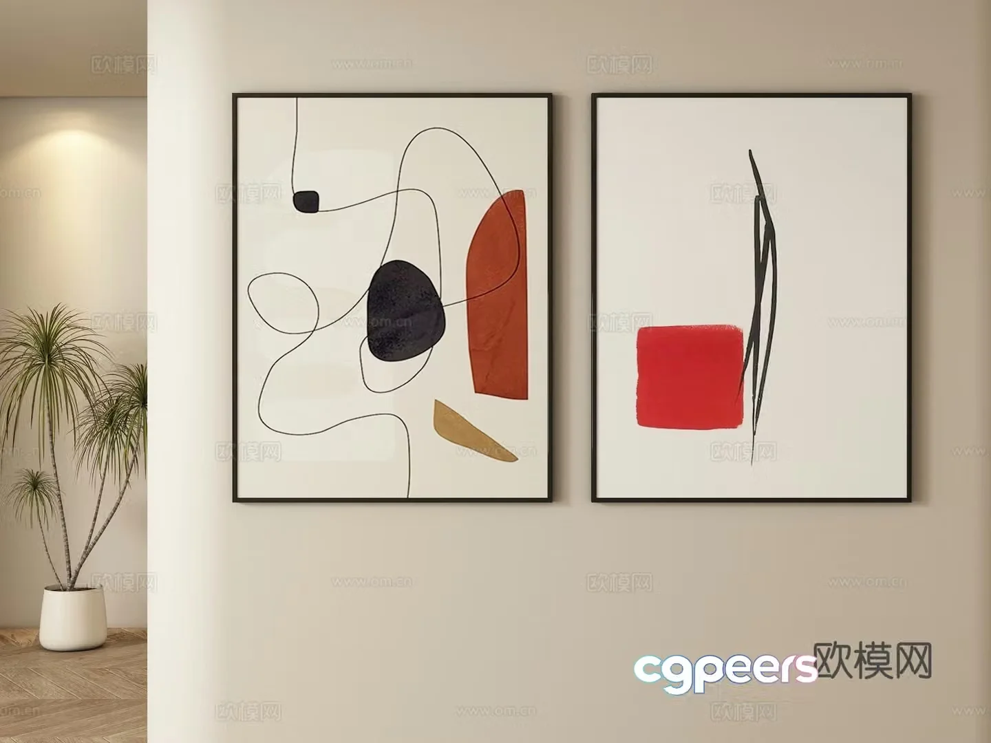 Modern abstract decorative painting hanging painting 3d model