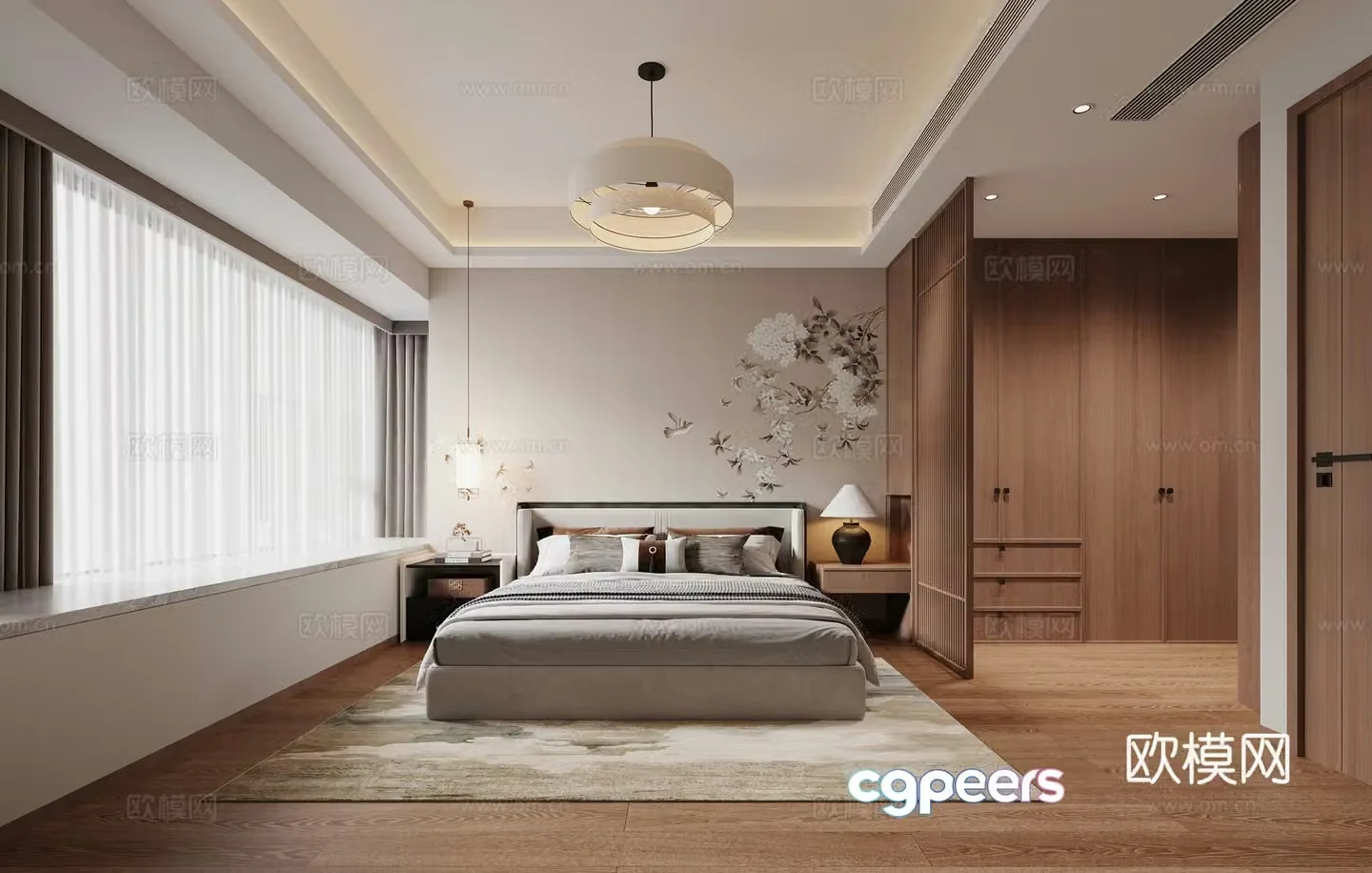 New Chinese bedroom 3D model