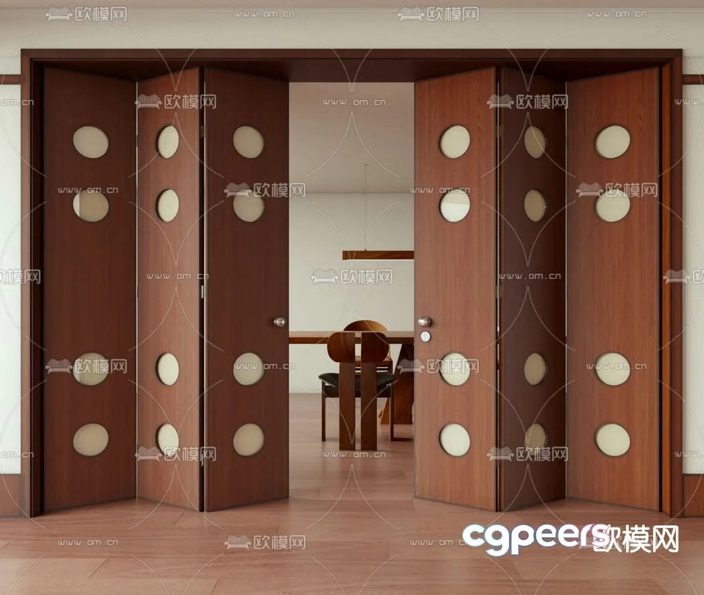 Middle style folding door sliding door sliding door 3d model
