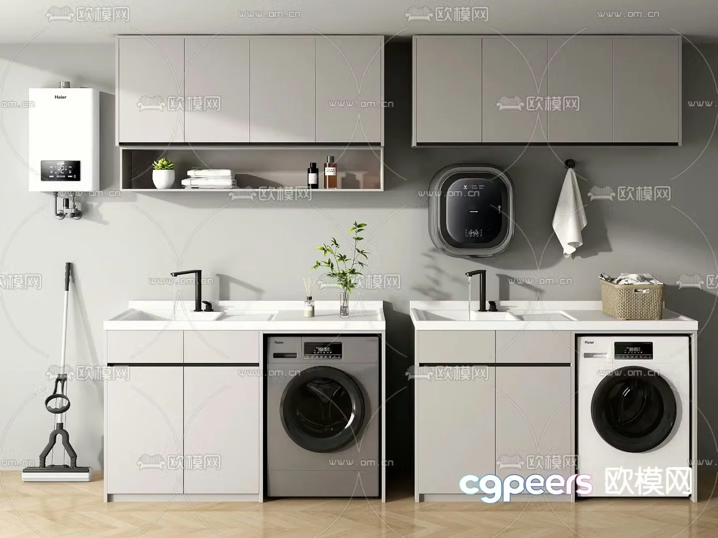 Washing machine cabinet balcony cabinet 3d model