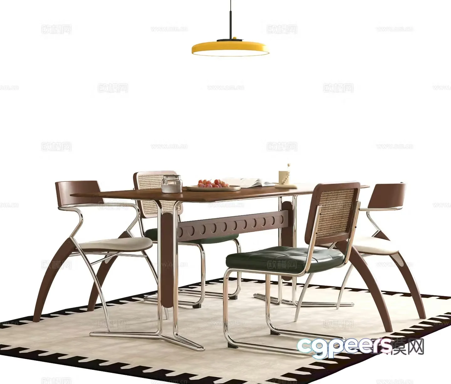 Modern dining table and chair 3d model