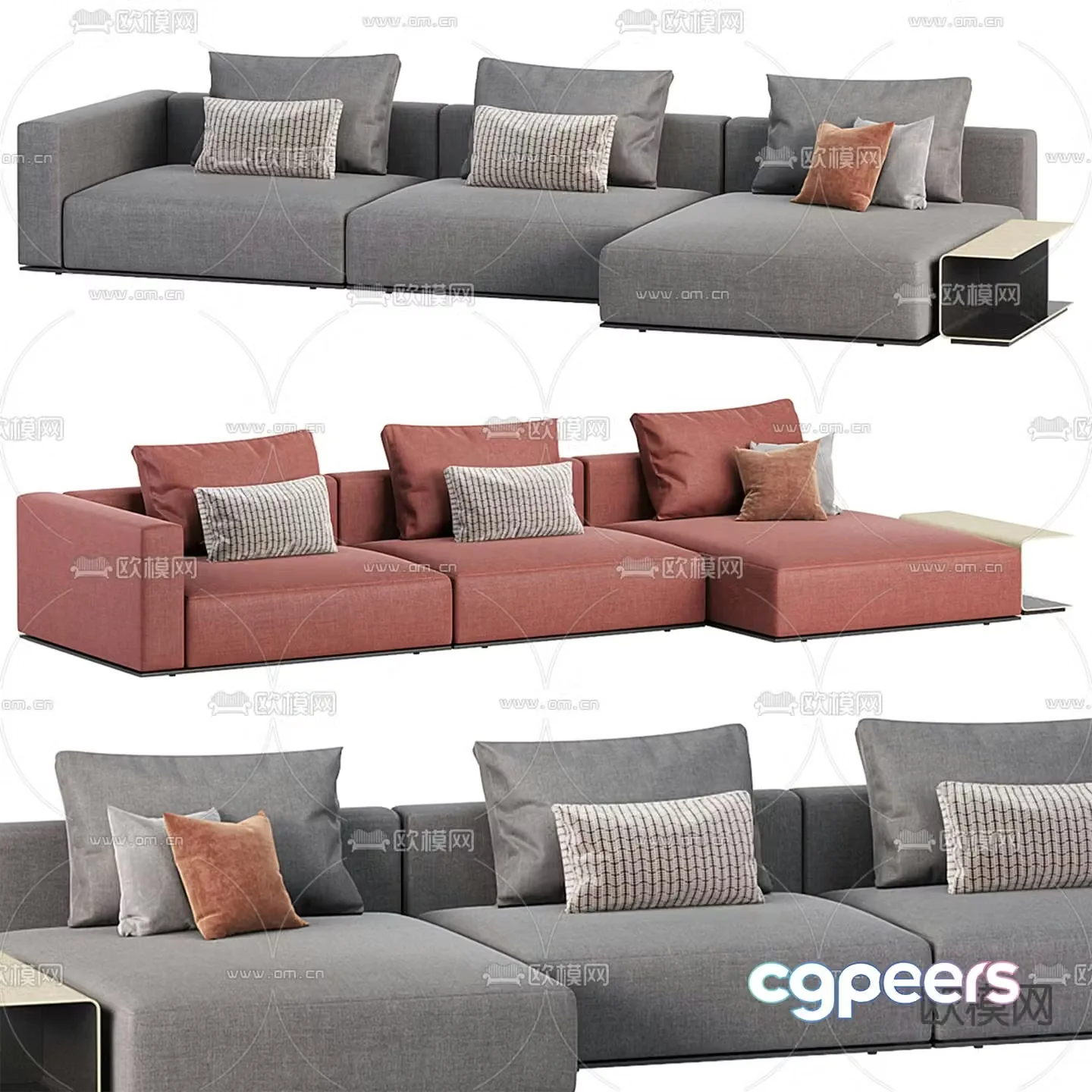 Three seater sofa upholstered sofa 3d model