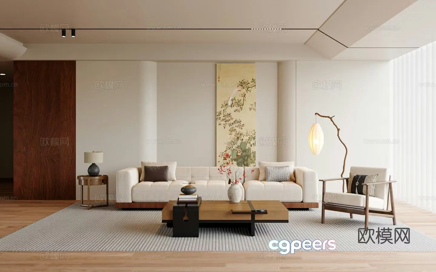New Chinese style home living room 3D model