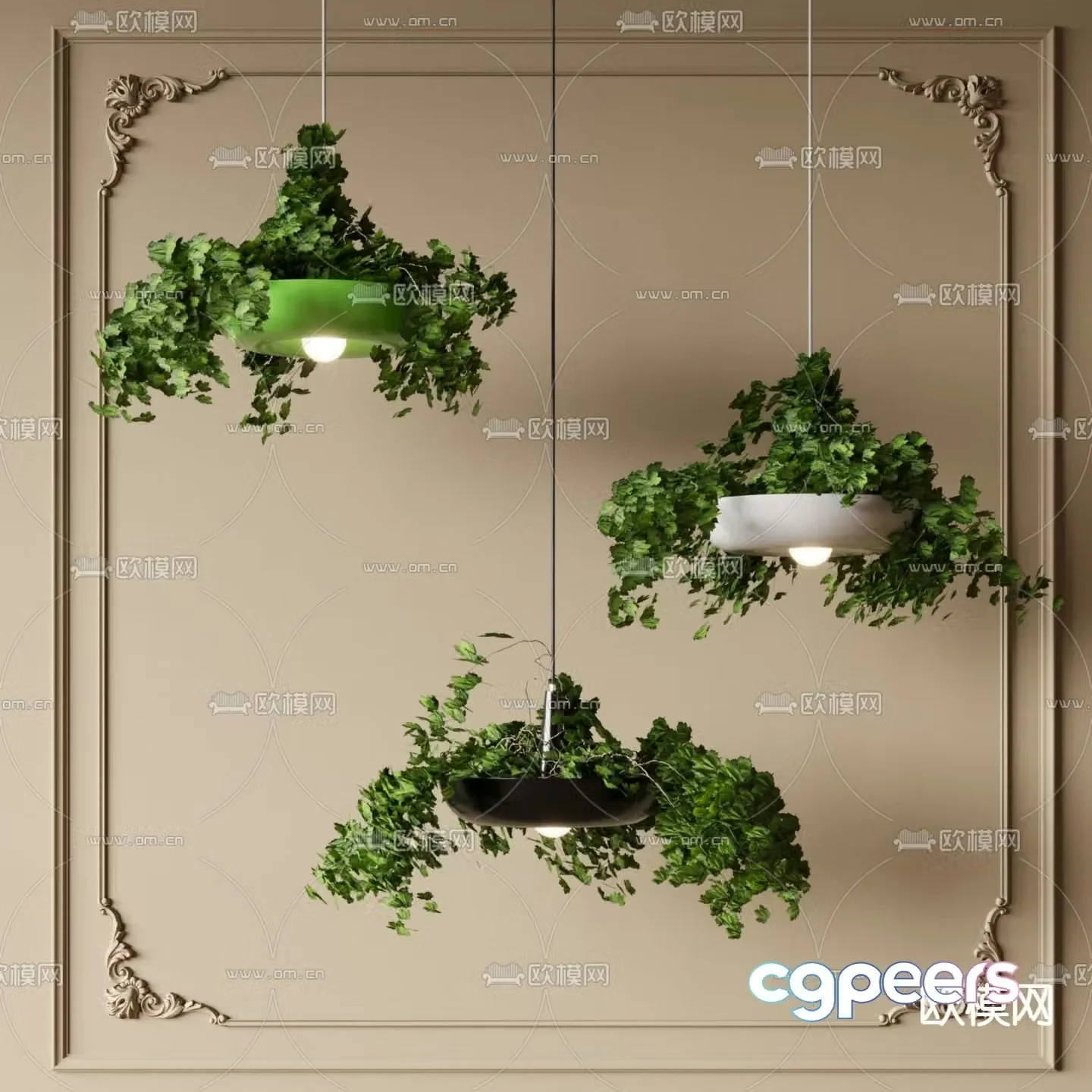 Plant chandelier hanging basket decorative lamp 3d model