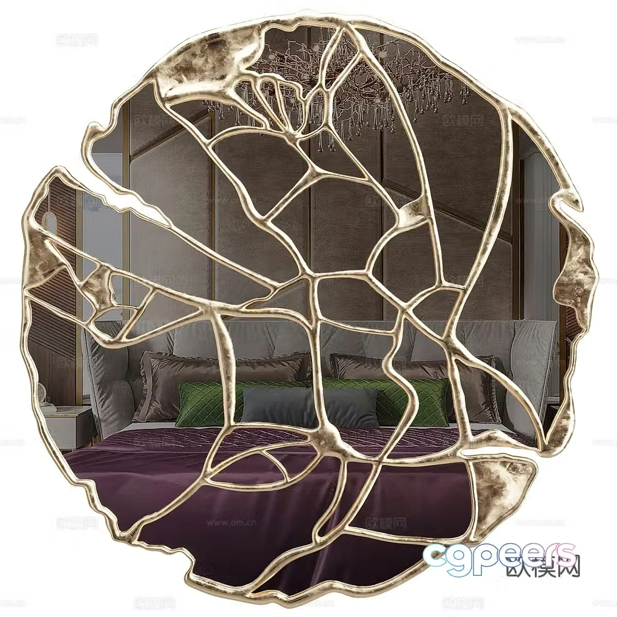Modern light luxury metal fragmented decorative mirror 3D model