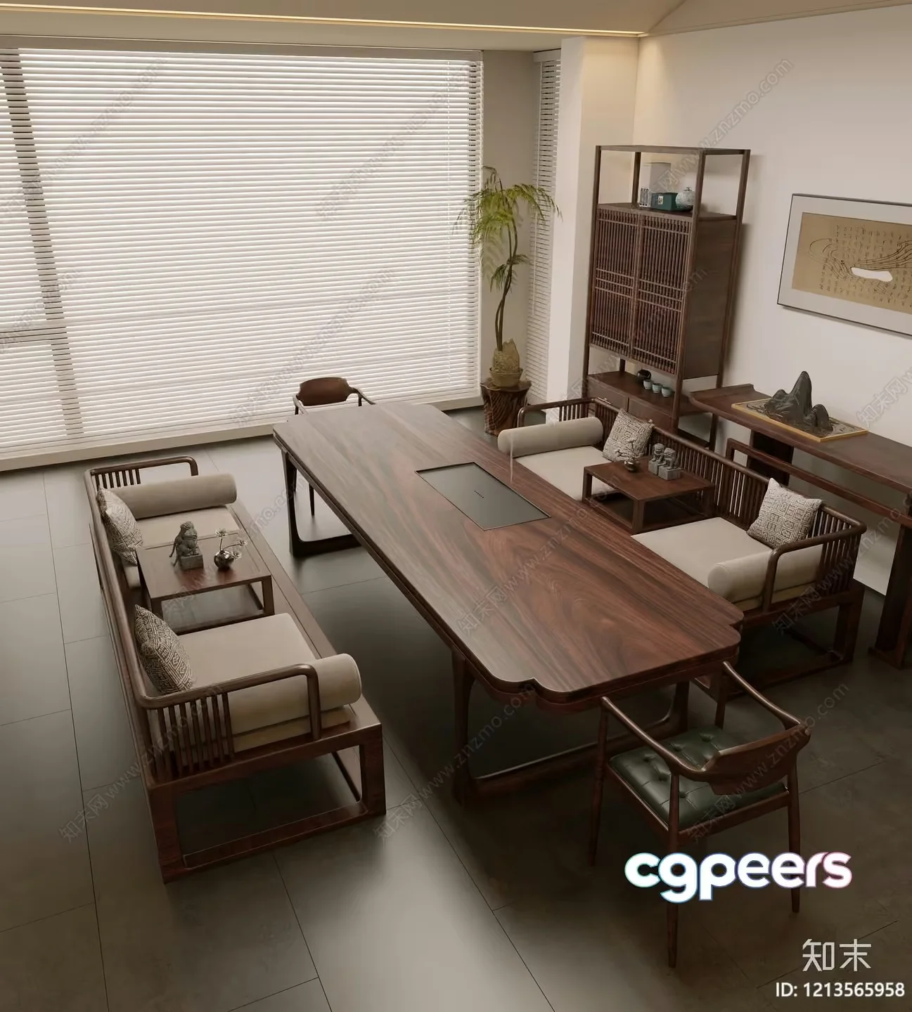 Modern Chinese-Style Furniture 3D Model – 6713 – VRAY Render