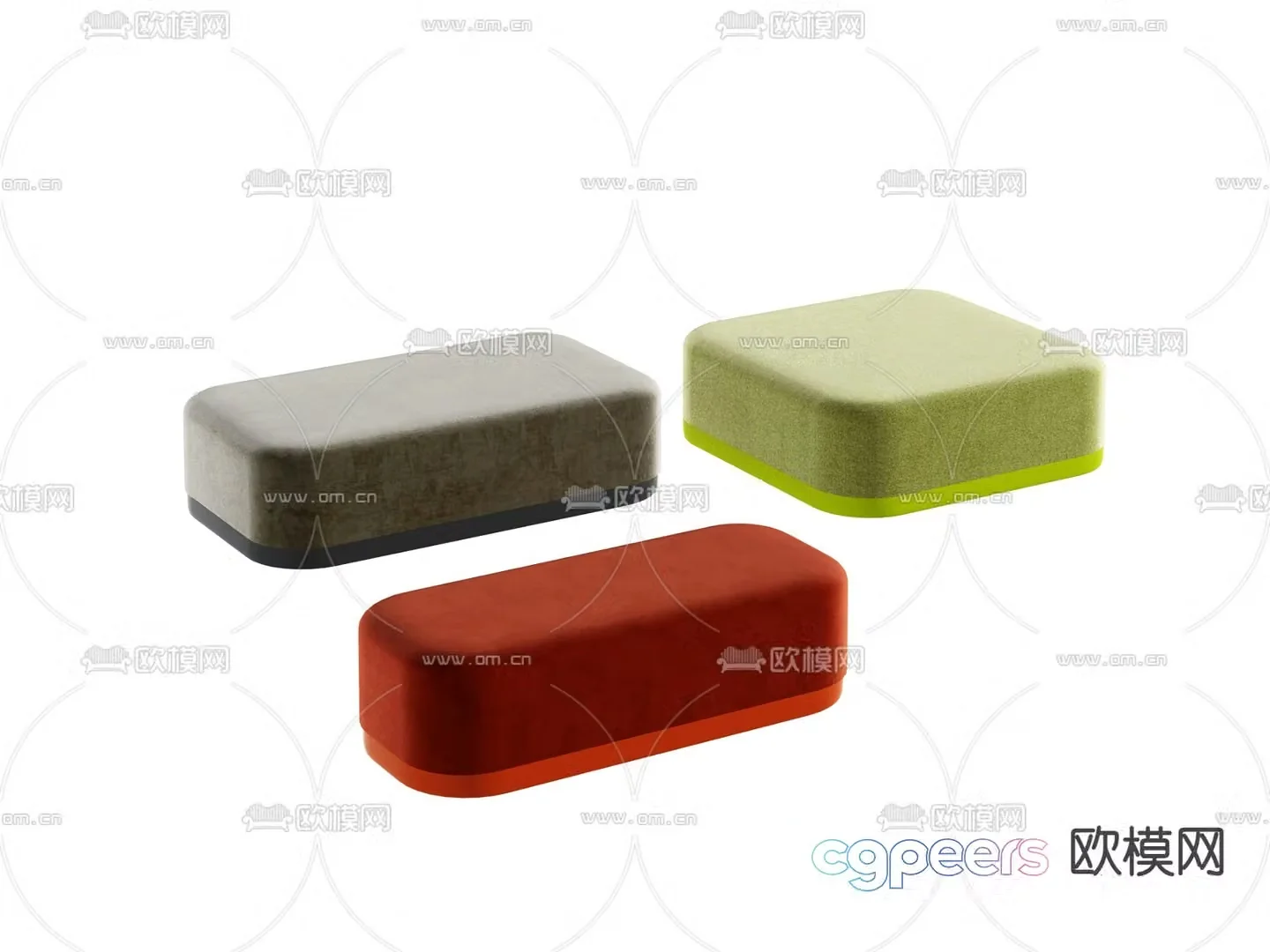 Modern sofa stool low stool velvet low stool 3D model