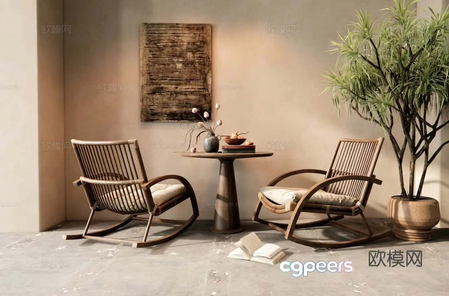 Modern rocking chair leisure chair lounge chair 3d model