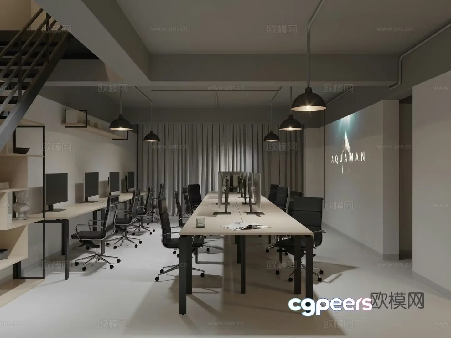 Modern office area 3d model