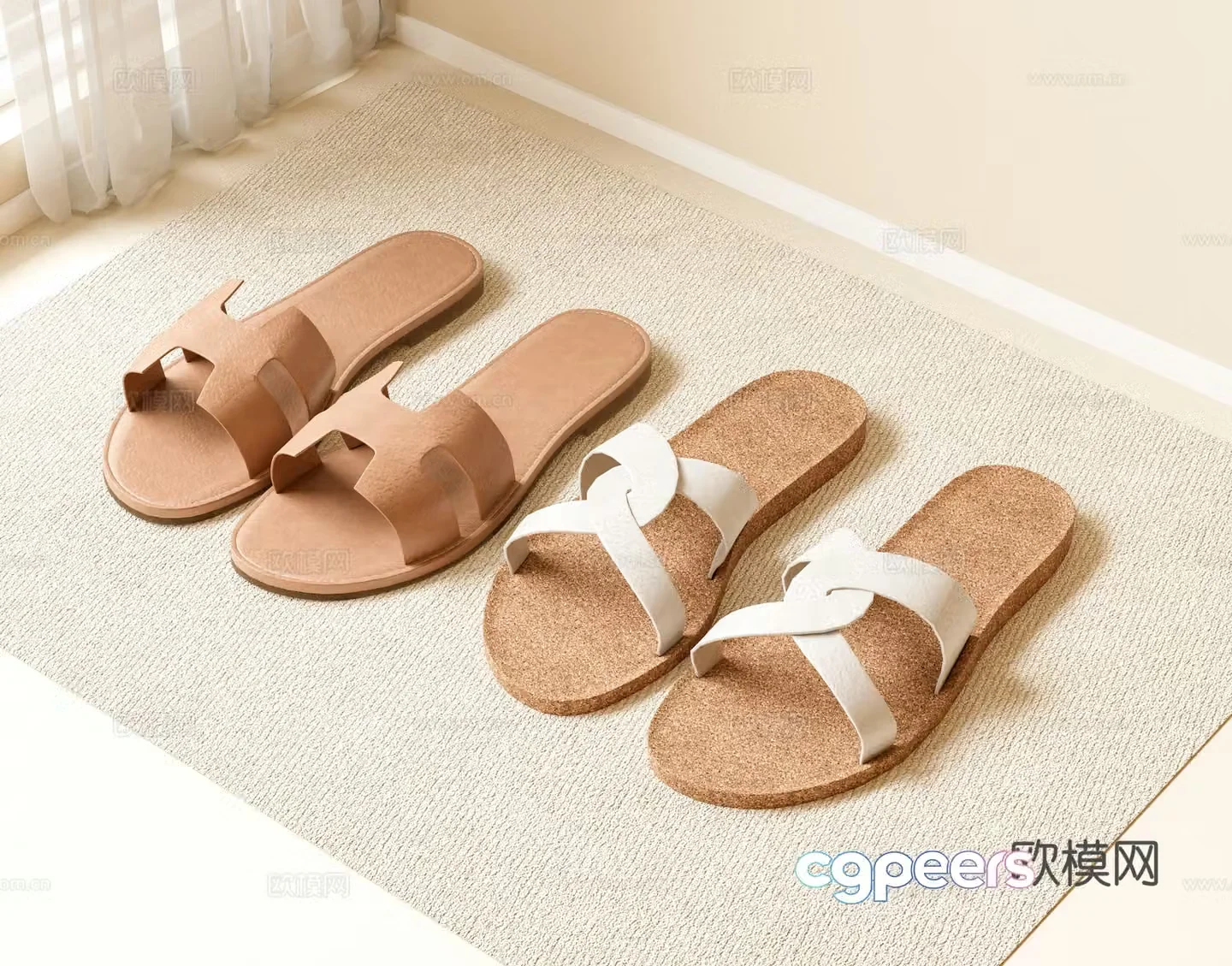 Modern slippers Light luxury slippers Chanel slippers Carpet Shoes 3d model