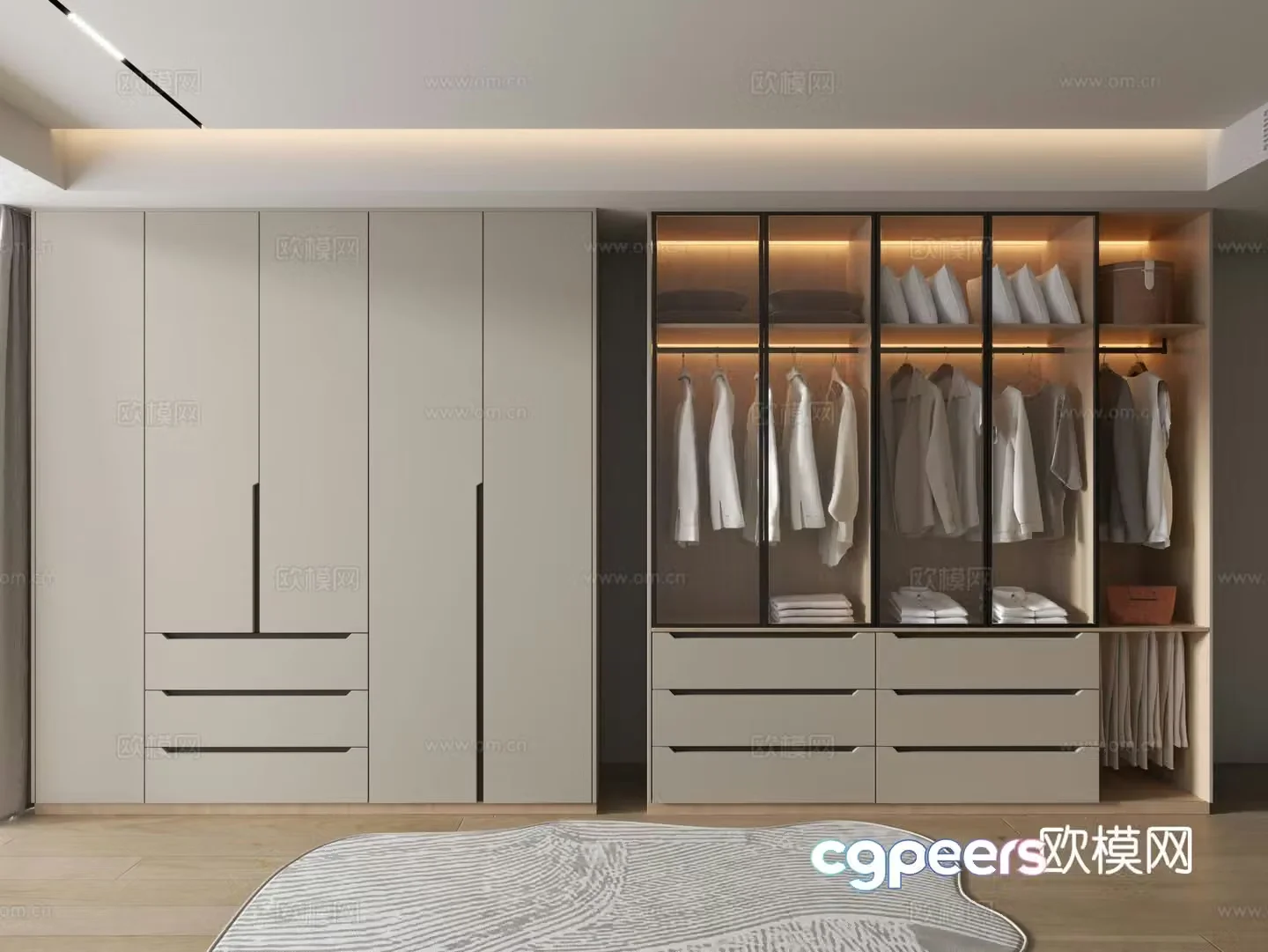 Modern wardrobe glass wardrobe 3d model