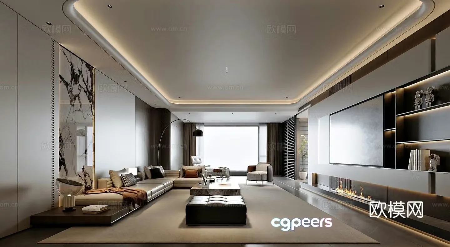 Modern style home living room 3d model