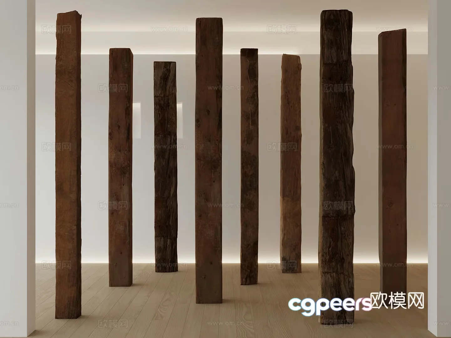 Wooden Pillars In A Room 3D Model – 12246 – VRAY Render
