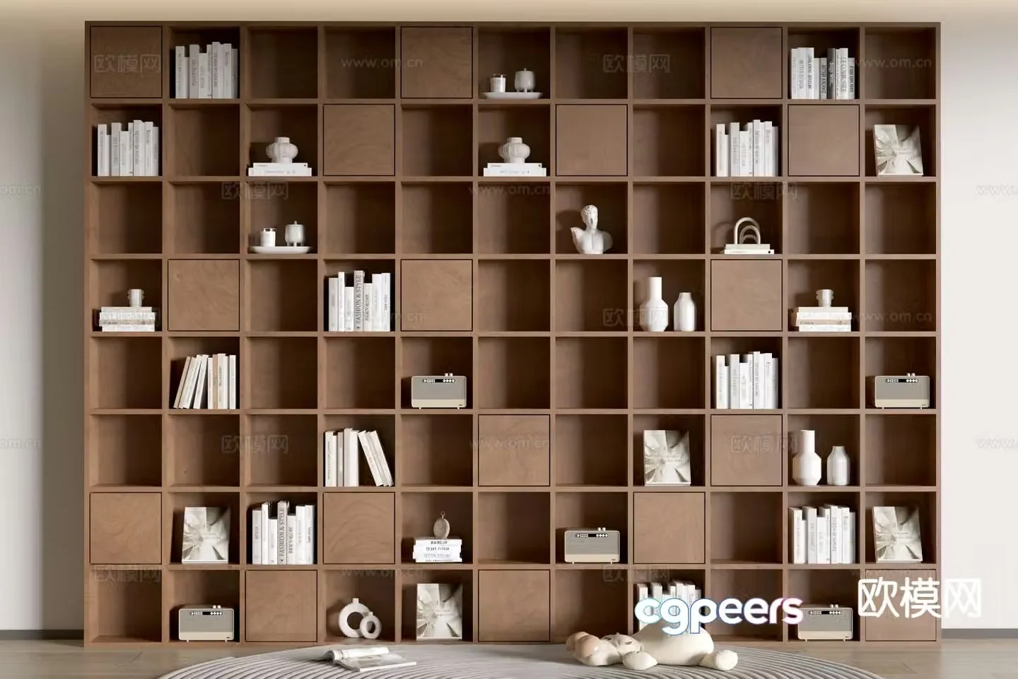 Modern bookcase bookshelf storage cabinet full wall 3d model