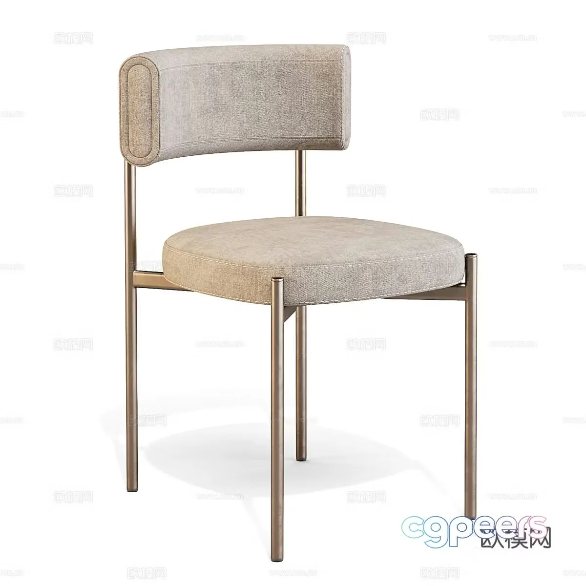 Modern light luxury fabric single chair 3D model