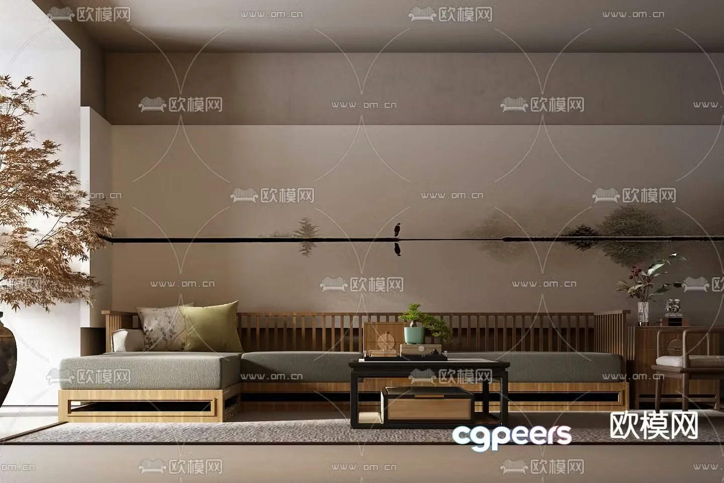 New Chinese style corner sofa 3d model