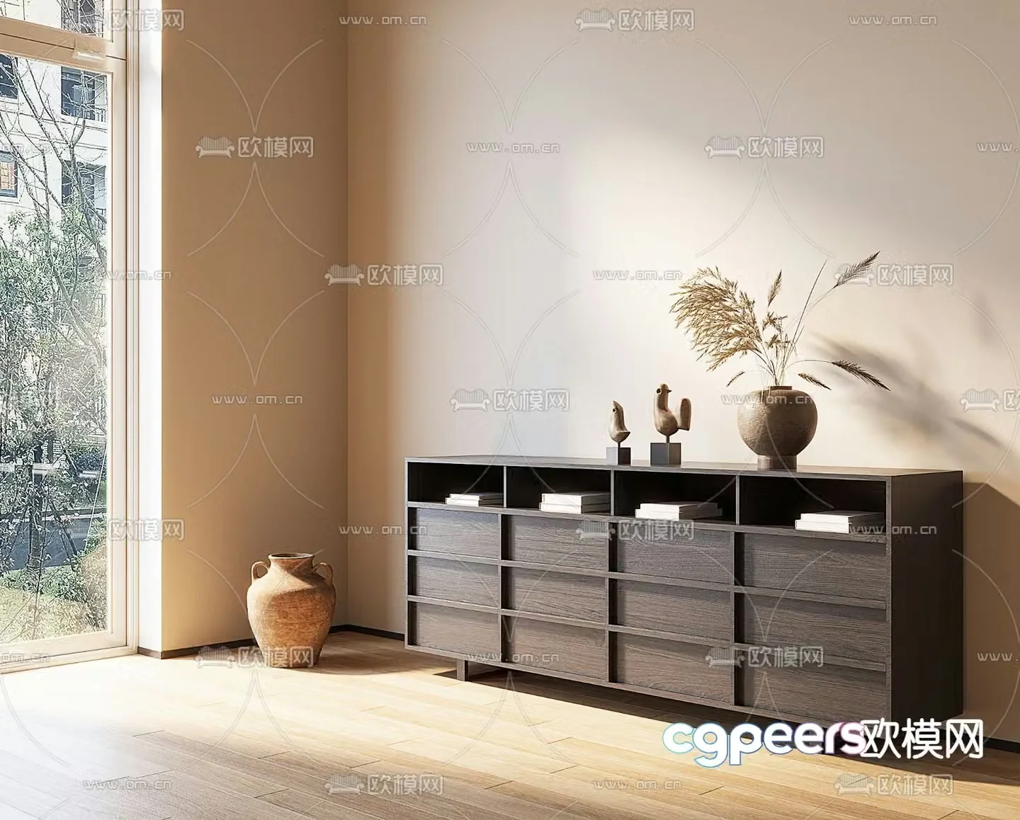 Wabi-Sabi Side Cabinet Drawer Cabinet Duanjing Cabinet 3D Model