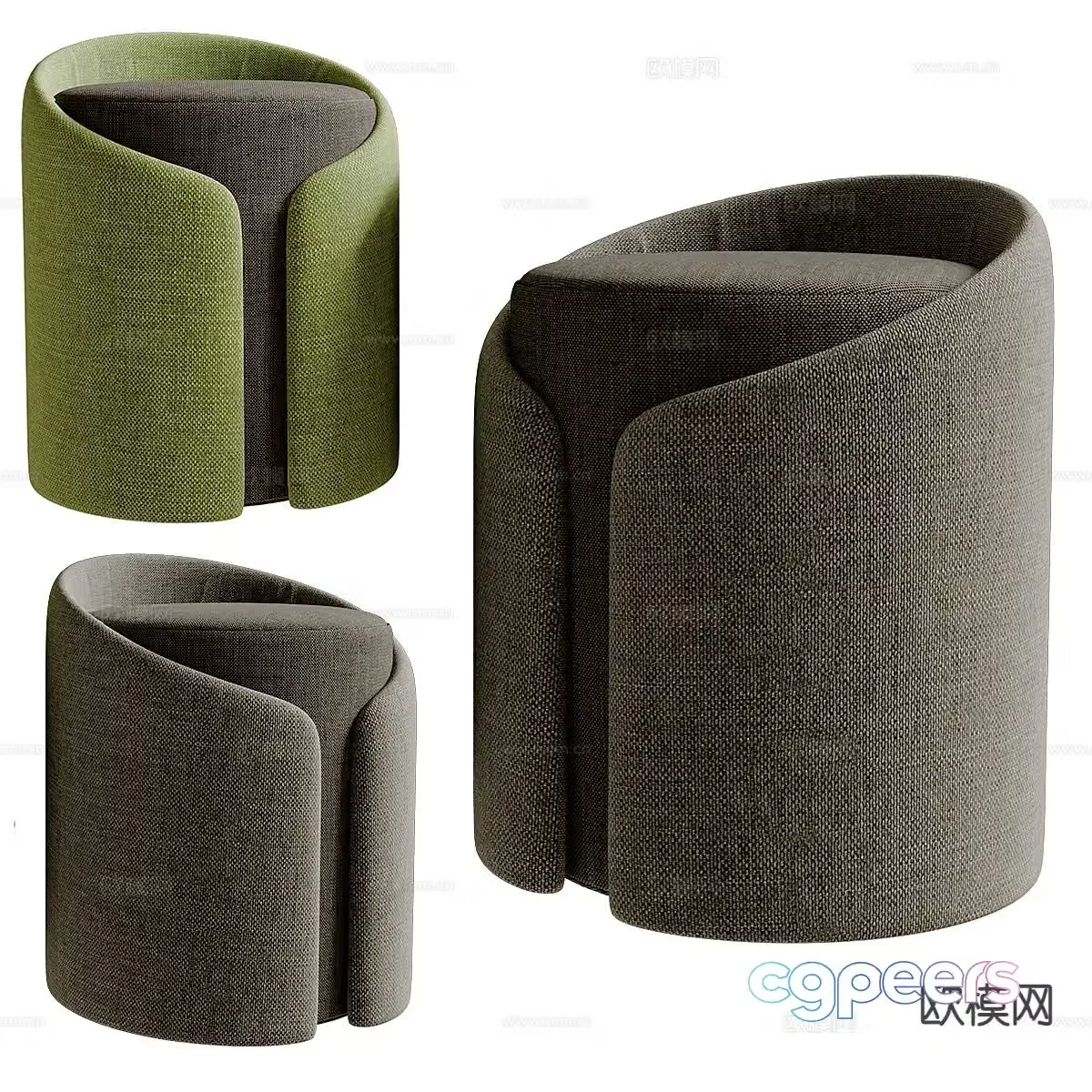 Modern sofa stool fabric stool stool 3d model
