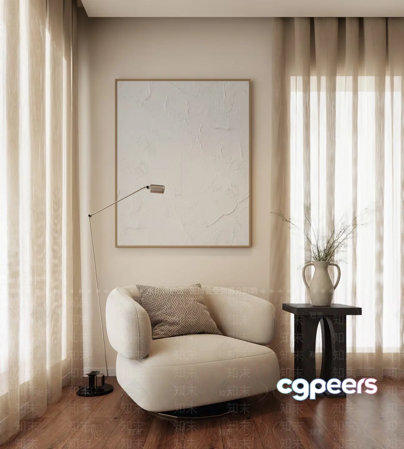 Modern Living Room 3D Model – 1650 – VRAY Render