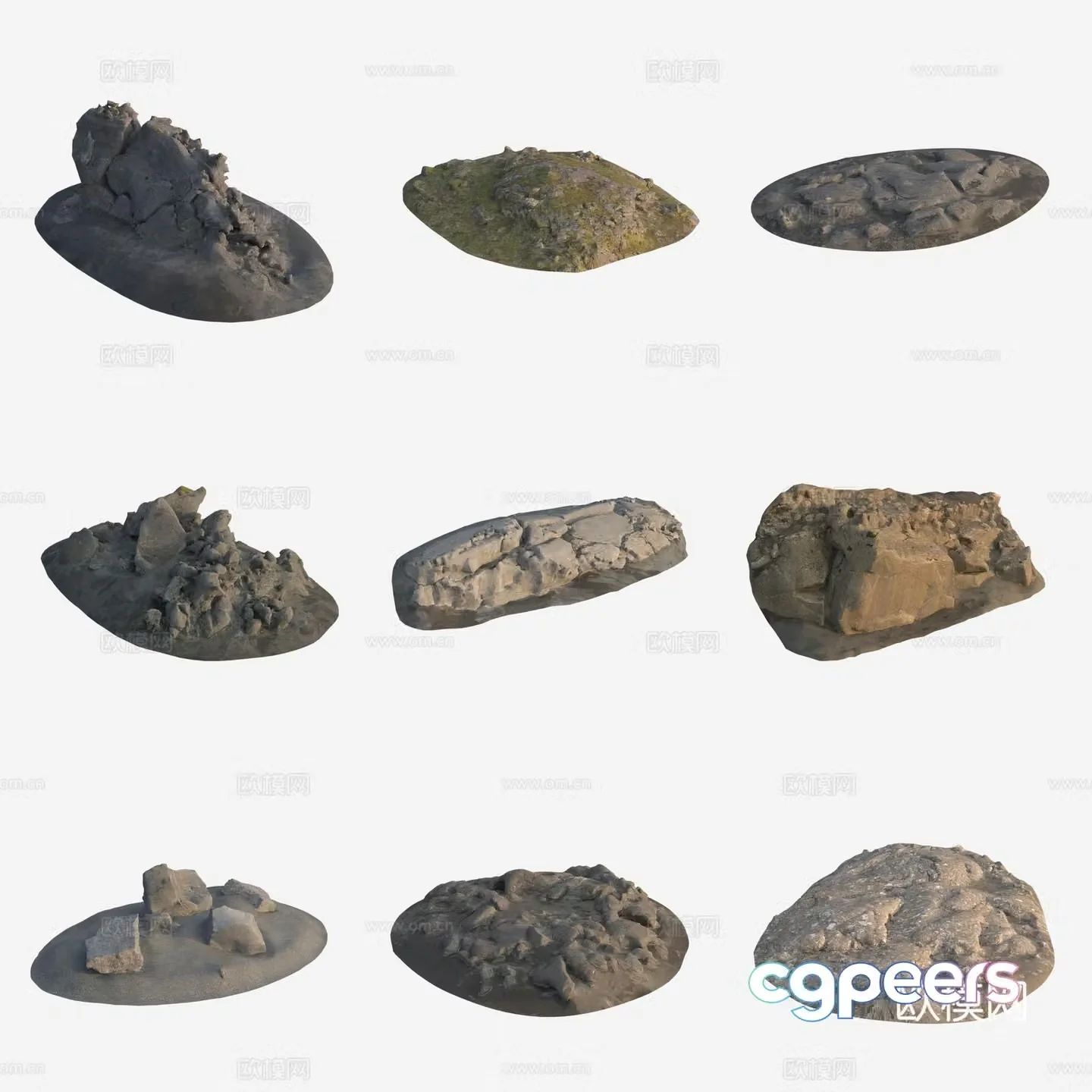 Rock volcanic stones big stones big stone pile 3d model