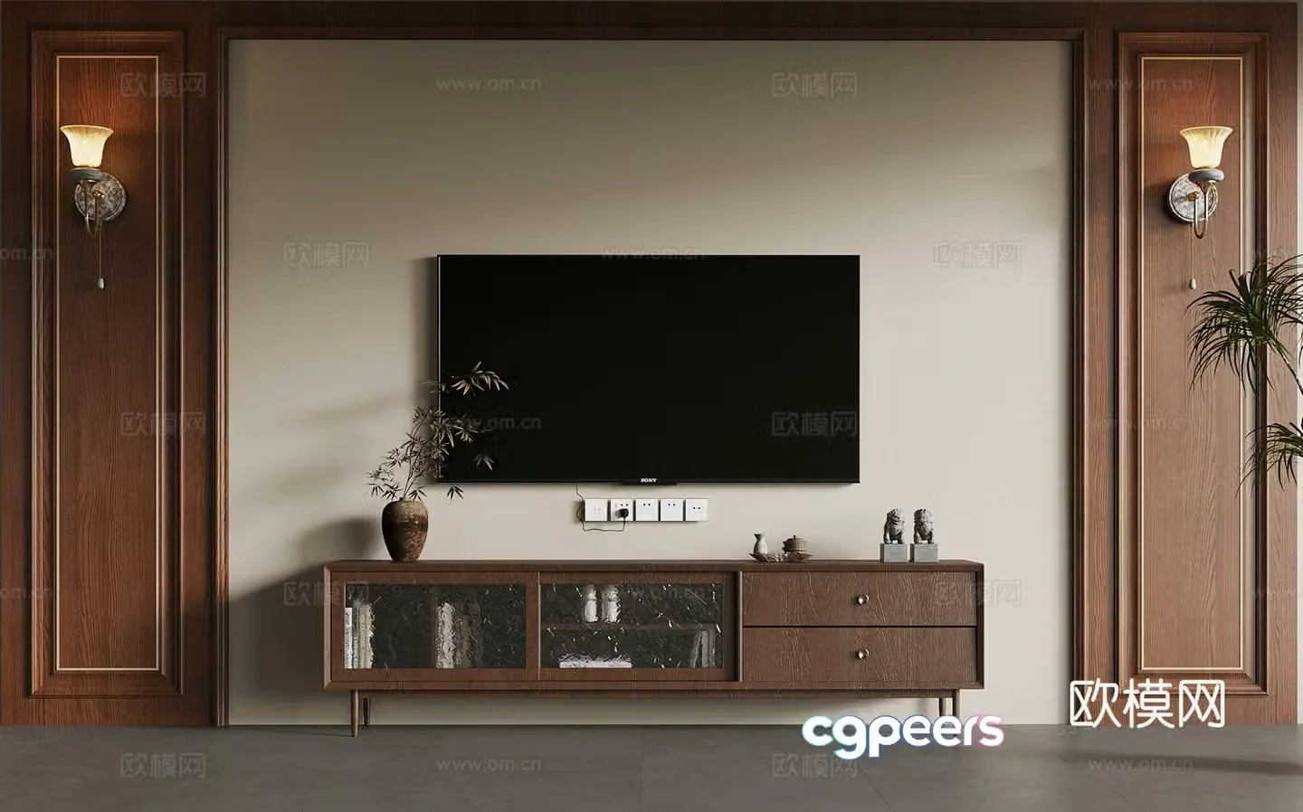 TV cabinet new Chinese TV cabinet 3D model