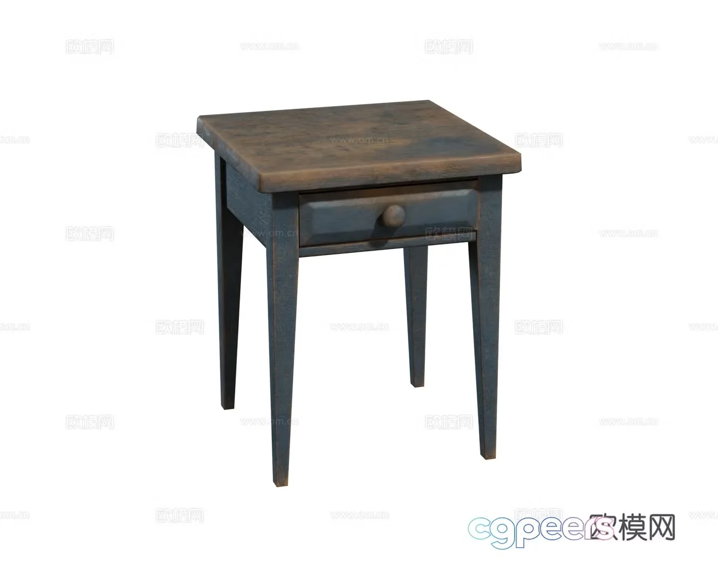Modern retro solid wood furniture painted wooden bedside table combination 3d model