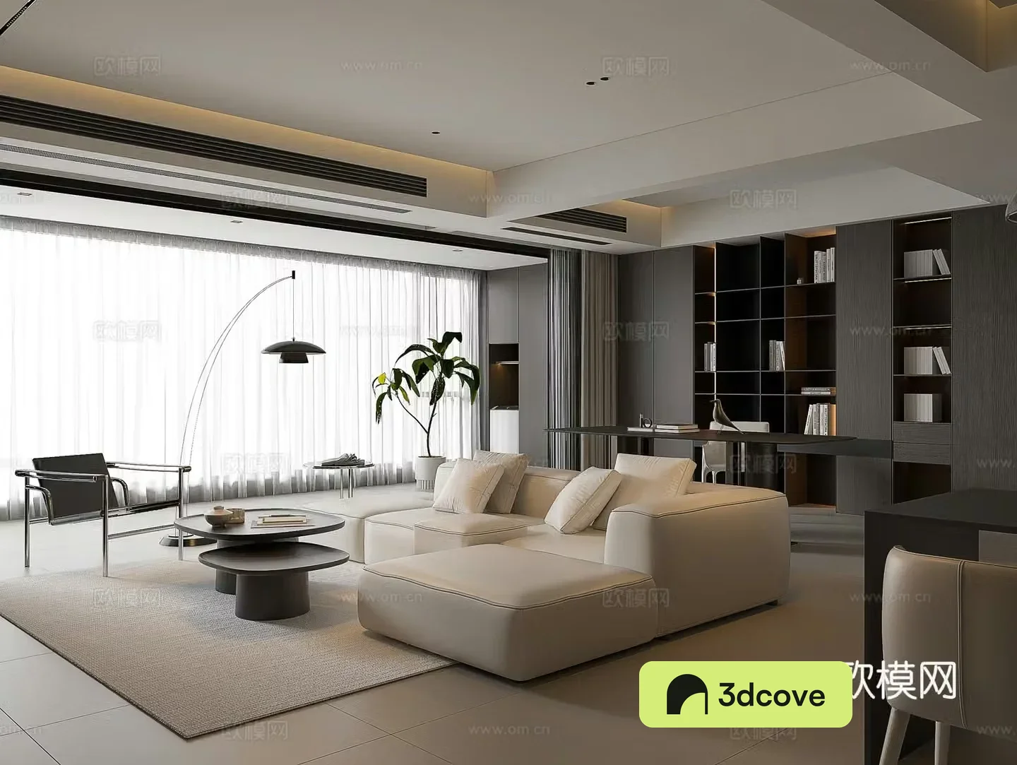 Italian living room modern living room minimalist living room large flat living room three-person sofa combination living room