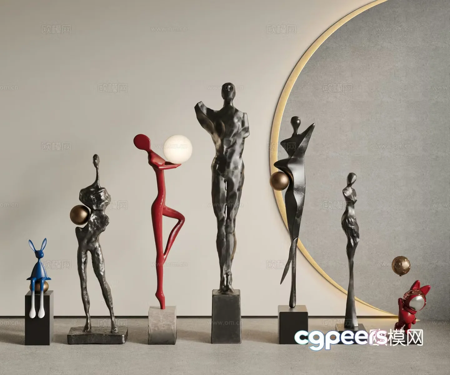 Modern sculpture ornaments combination Italian light luxury sculpture Art sculpture Humanoid sculpture Abstract sculpture 3d model