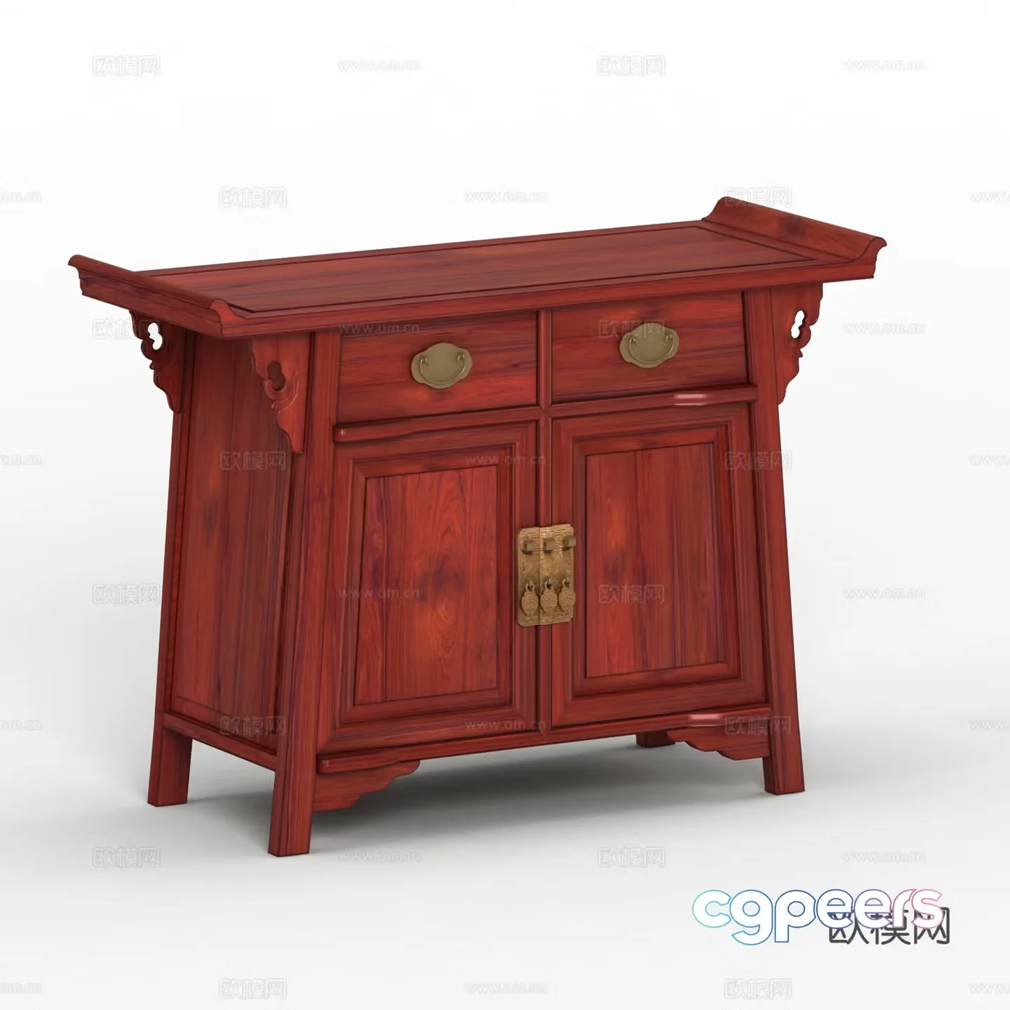 Chinese style two-connected cabinet porch cabinet altar solid wood mahogany 3D model