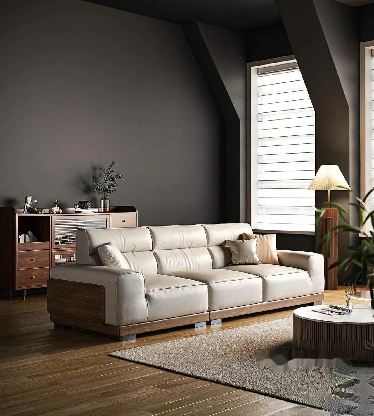 Modern Leather Sofa 3D Model – 15581 – CORONA Render