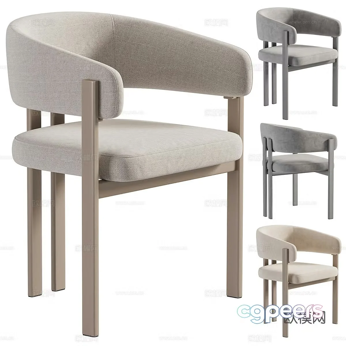 Modern Italian fabric wooden dining chair book chair 3d model