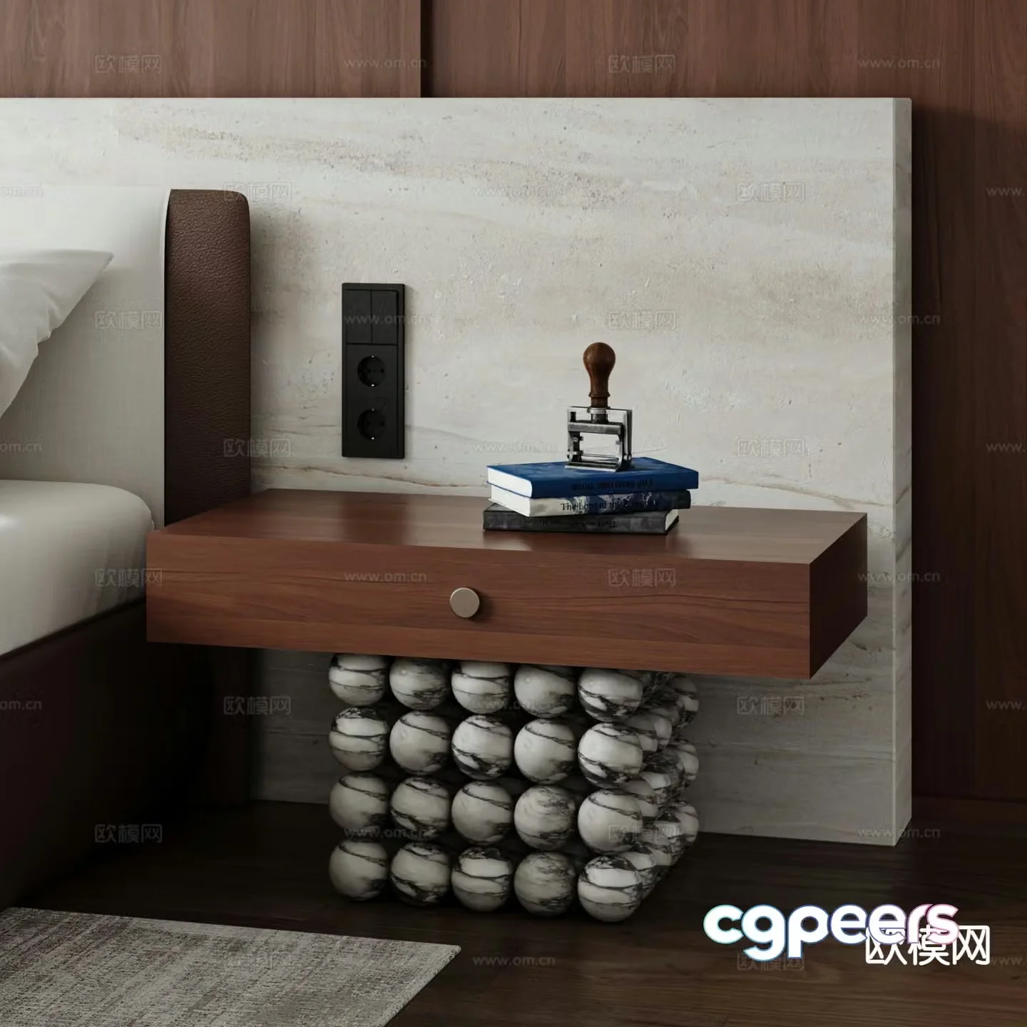Medieval style bedside table 3d model