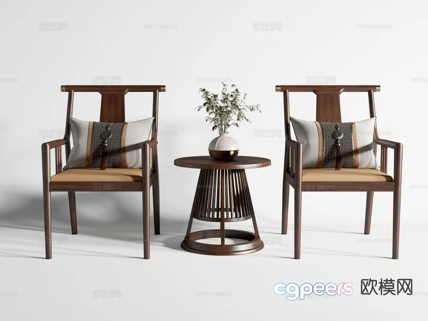 New Chinese style armchair leisure chair 3d model